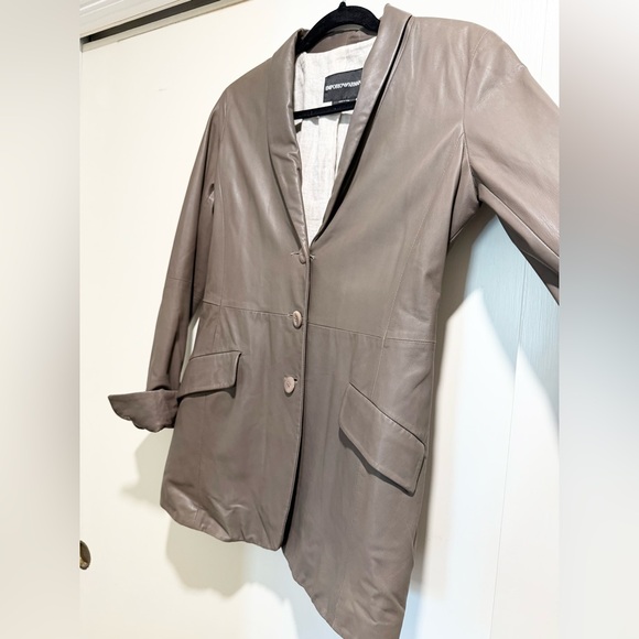 Emporio Armani Taupe Lamb Leather Jacket - Picture 10 of 14